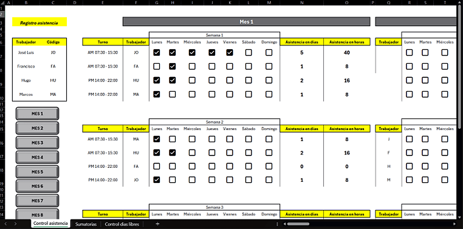 Registro de asistencia laboral